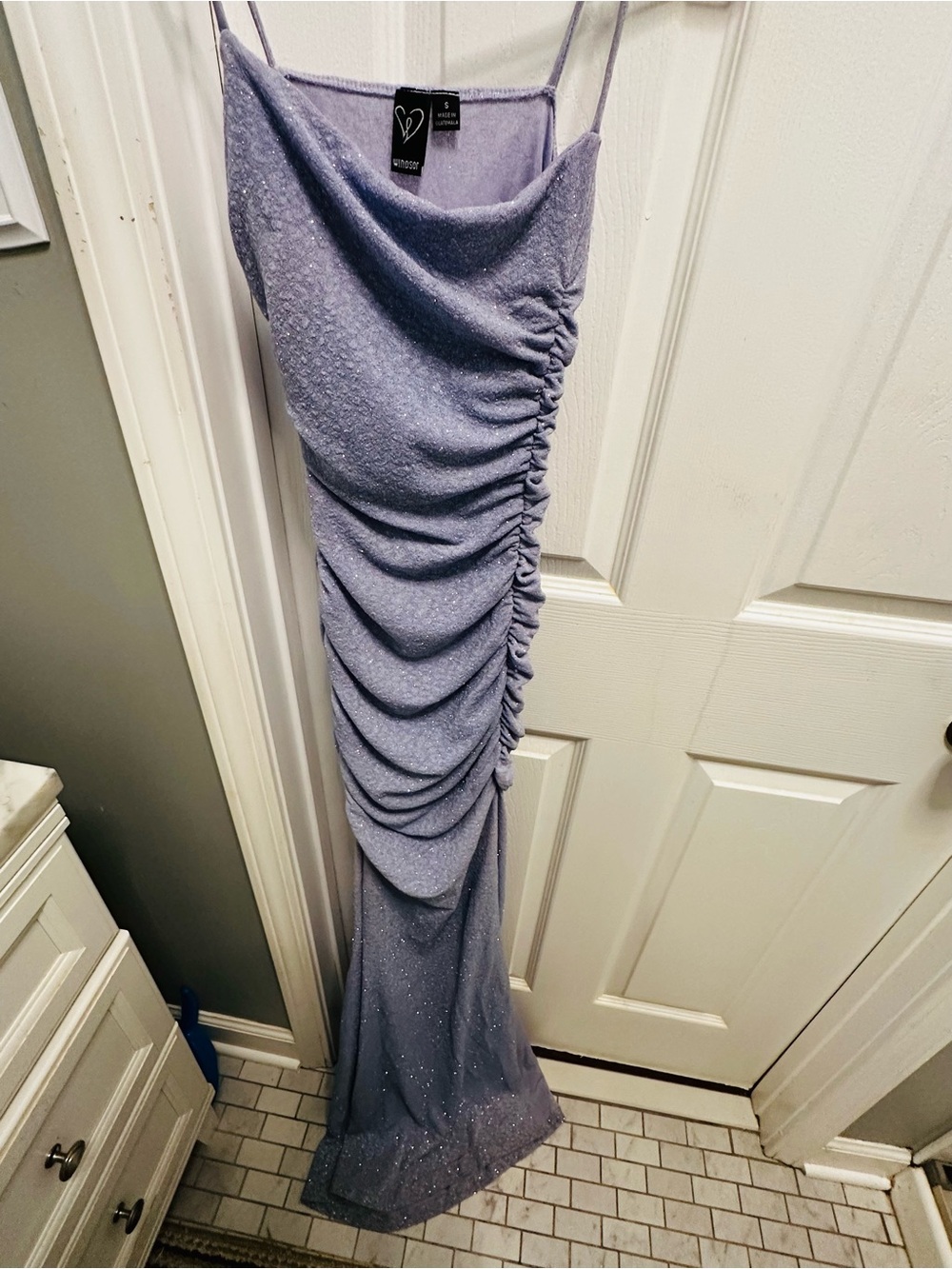 Windsor Sparkle Lilac Ruched Maxi Dress